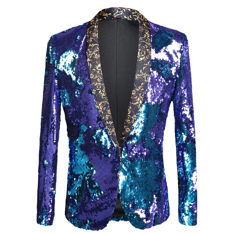 Autumn and winter new men's two-color sequins slim suit stage costume nightclub bar DJ singer blazer performance clothing
Autumn and winter new men's two-color sequins slim suit stage costume nightclub bar DJ singer blazer performance clothing