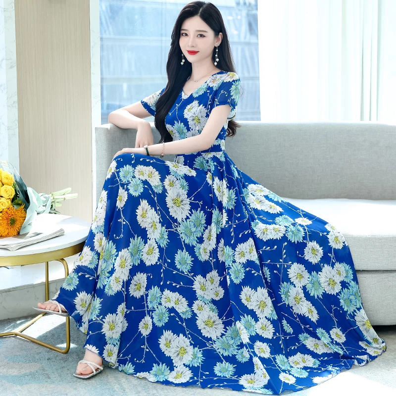 Summer Chiffon Blue Floral V-neck Boho Beach Prom Dress Women 2023 Spring Party Bodycon Maxi Vestidos Elegant Nigth Loose Dress
Summer Chiffon Blue Floral V-neck Boho Beach Prom Dress Women 2023 Spring Party Bodycon Maxi Vestidos Elegant Nigth Loose Dress