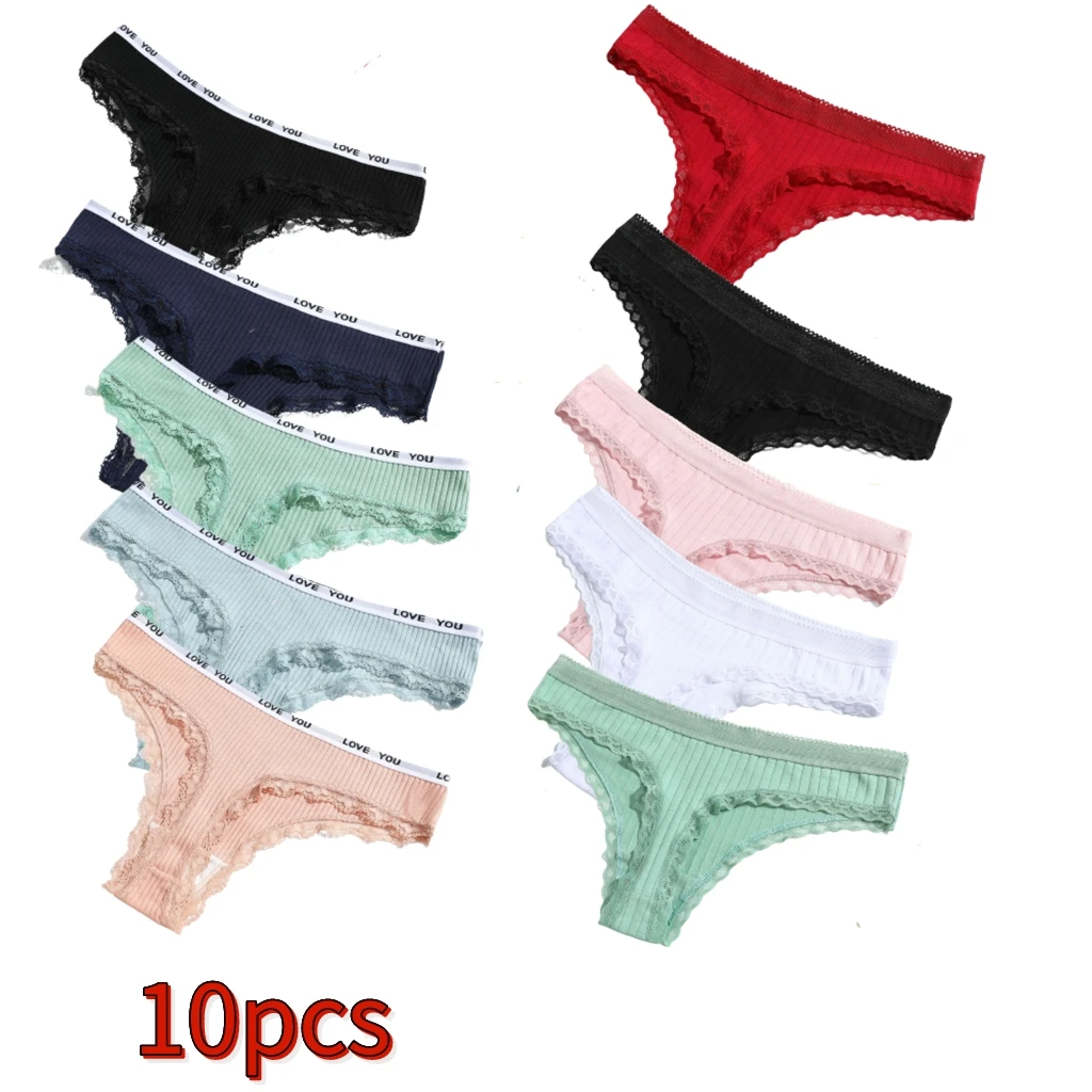 10Pcs Mix Letter Solid Cotton Thongs For Women Sexy Lace Low Rise Panties Oversize Female Underwear G-string Lots трусы женские
10Pcs Mix Letter Solid Cotton Thongs For Women Sexy Lace Low Rise Panties Oversize Female Underwear G-string Lots трусы женские