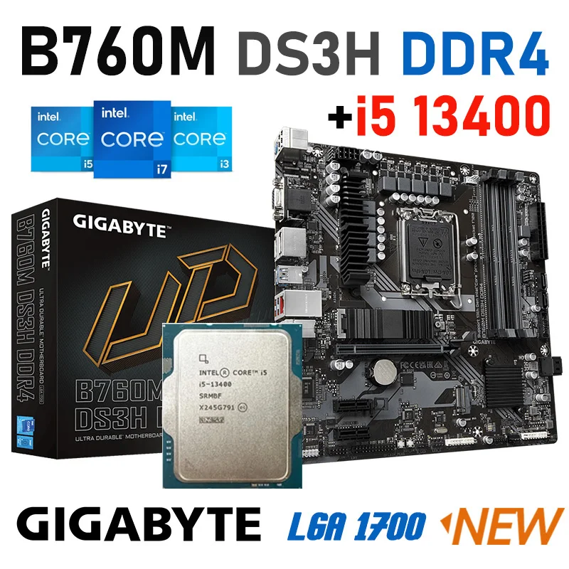 Intel Core i5 13400 CPU Combo WithLGA 1700 GIGABYTE B760M DS3H DDR4 Motherboard M.2 128GB PCIe 4.0 Desktop Intel 12th 13th Gen
Intel Core i5 13400 CPU Combo WithLGA 1700 GIGABYTE B760M DS3H DDR4 Motherboard M.2 128GB PCIe 4.0 Desktop Intel 12th 13th Gen