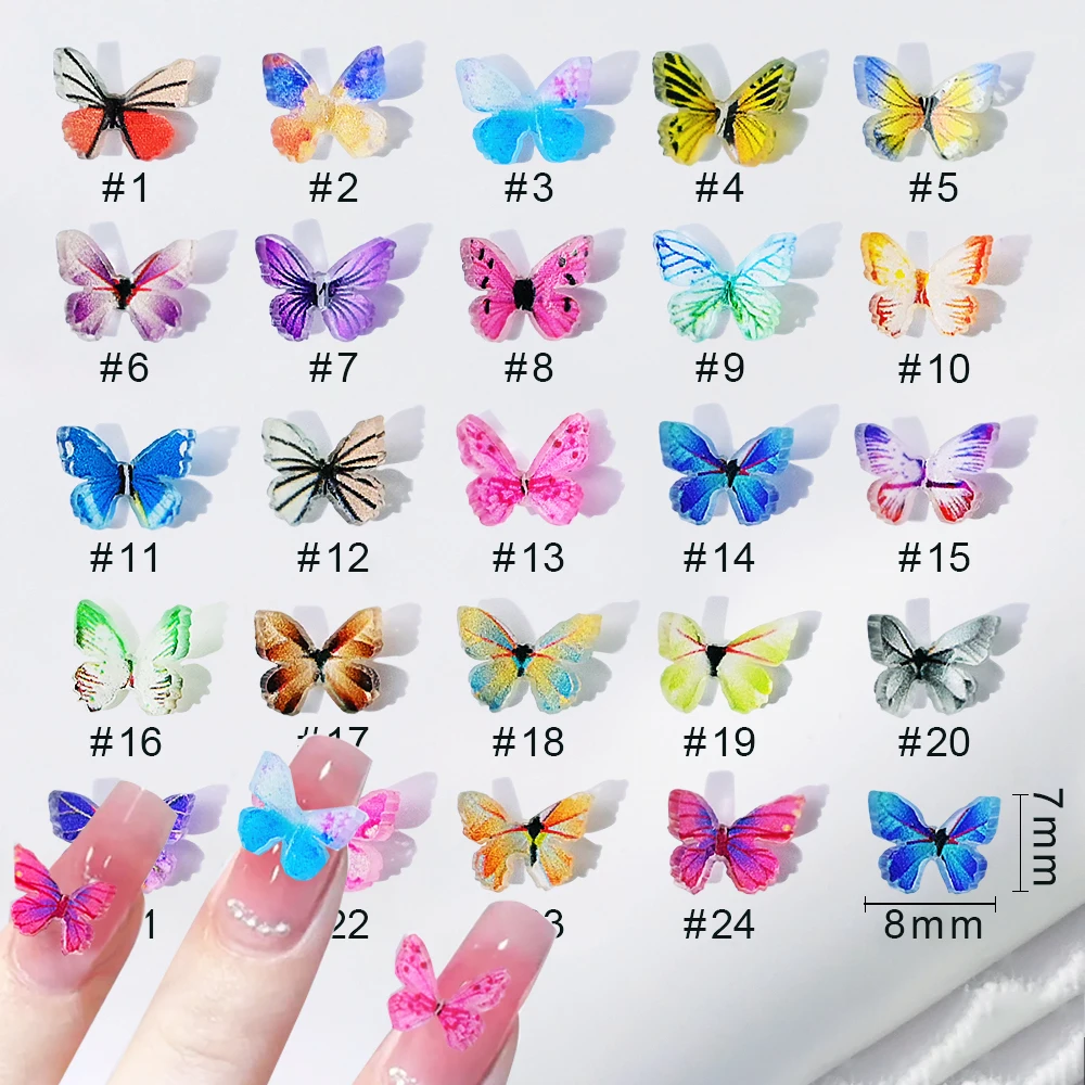 20pcs/bag 3D Acrylic Butterfly Nail Charms Colorful Resin Butterflies Mini 9*7mm Rhinestone Cute Nail Arts Decorations ZCF*
20pcs/bag 3D Acrylic Butterfly Nail Charms Colorful Resin Butterflies Mini 9*7mm Rhinestone Cute Nail Arts Decorations ZCF*