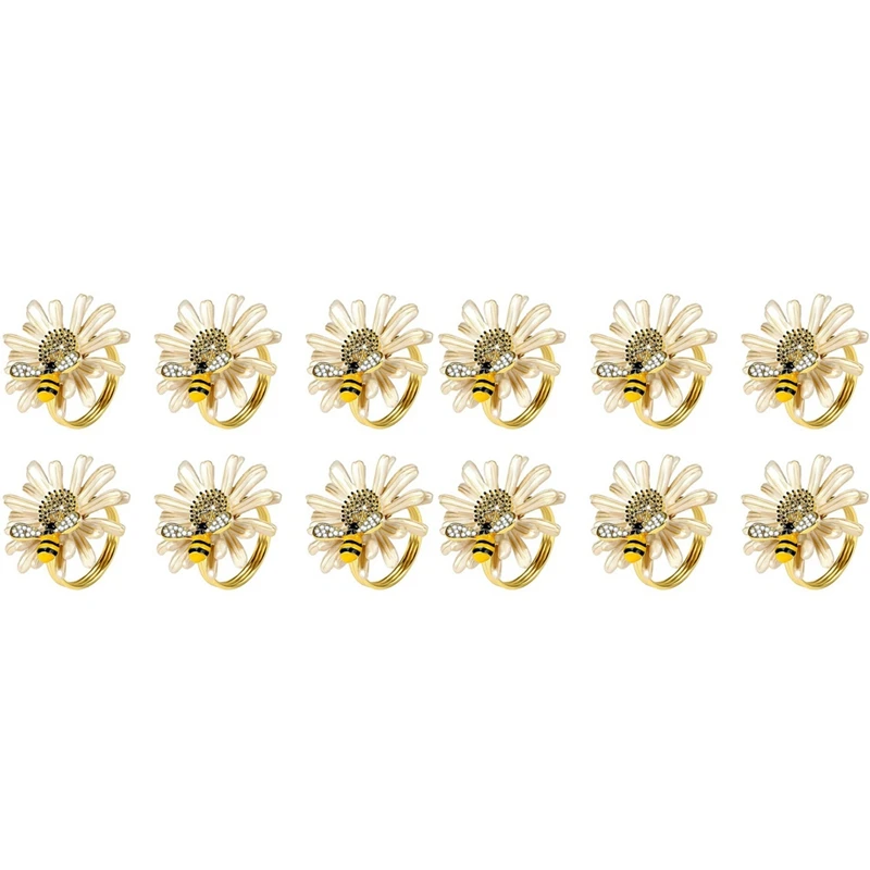 Set Of 12 Daisy Sunflower Napkin Rings, Gold Bee Napkin Ring Holders For Formal Or Casual Dinning Table Decor
Set Of 12 Daisy Sunflower Napkin Rings, Gold Bee Napkin Ring Holders For Formal Or Casual Dinning Table Decor