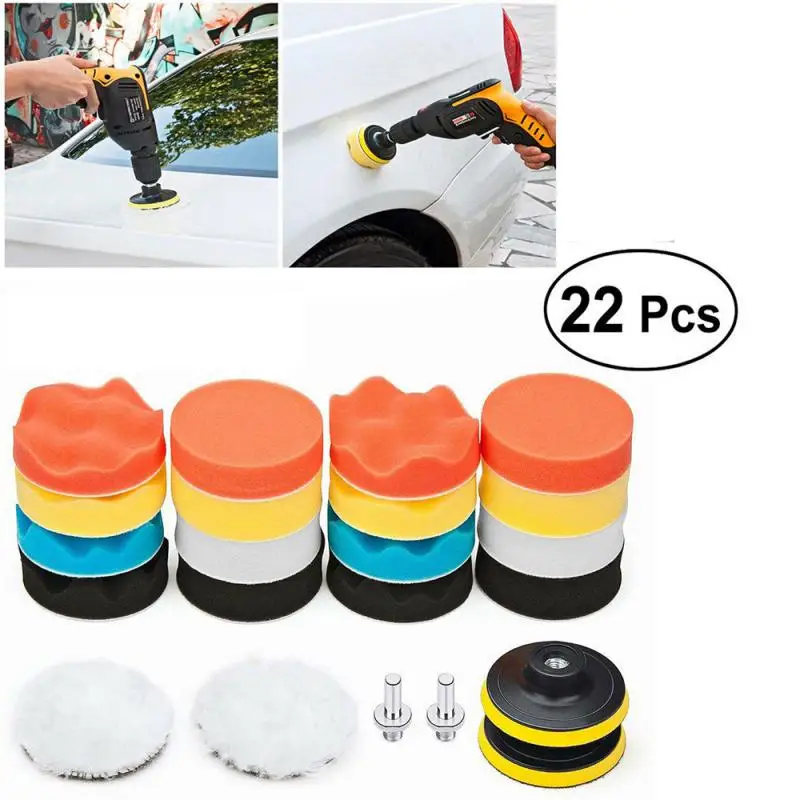 

Set 3 Inch Sanding Discs & Sponge Polishing Pads Kit 75mm Backing Plate Woolen Buffer Pads for Car Sanding Buffing Waxing