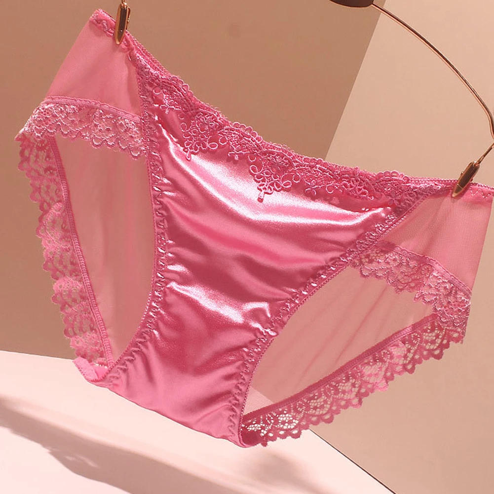 Women Briefs Traceless Lace Satin Silky Soft Underwear Lightweight Breathable Sexy Low Waist Panties Seamless Sweet Underpants
Women Briefs Traceless Lace Satin Silky Soft Underwear Lightweight Breathable Sexy Low Waist Panties Seamless Sweet Underpants