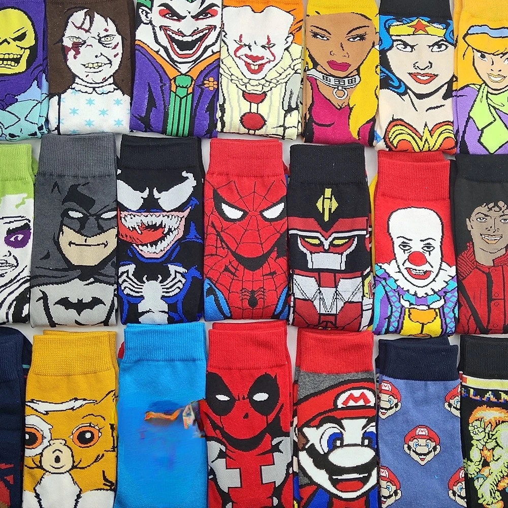 High quality cotton socks cartoon personality medium tube socks animation superhero leisure sports socks for men and women
High quality cotton socks cartoon personality medium tube socks animation superhero leisure sports socks for men and women