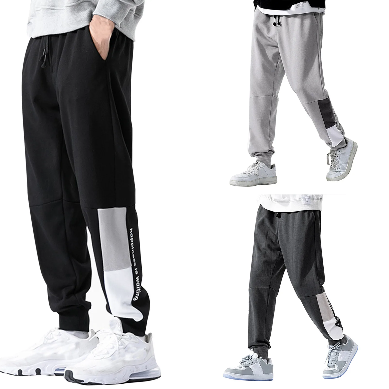 

Elastic Waist Lace Up Men Casual Pants Sports Jogger Biker Running Man Trousers Y2k Clothes Pantalones Gym Work Sweatpants