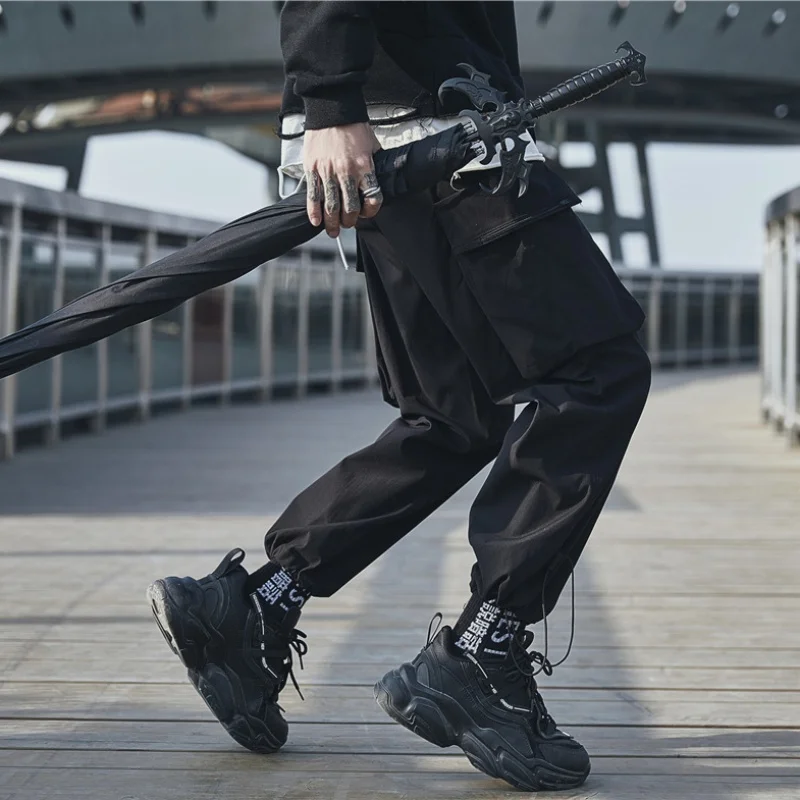 

Новое поступление осени 2024, мужские тактические брюки-карго в стиле хип-хоп со множеством карманов, Y2K, высокоуличная техника, брюки с манжетами, брюки