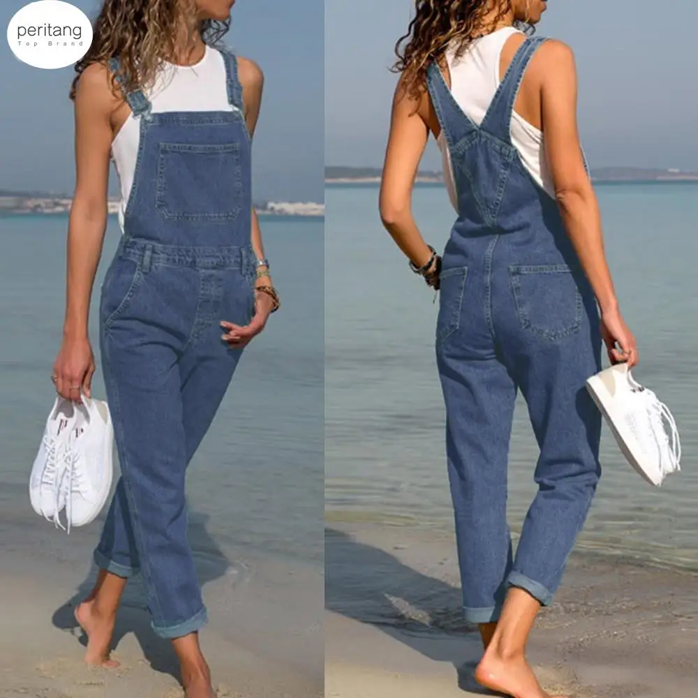 

Denim Overalls For Women Modis Bib Pants Vintage High Street Daily Office Long Rompers Fashion Jumpsuits Body Mujer Macacao