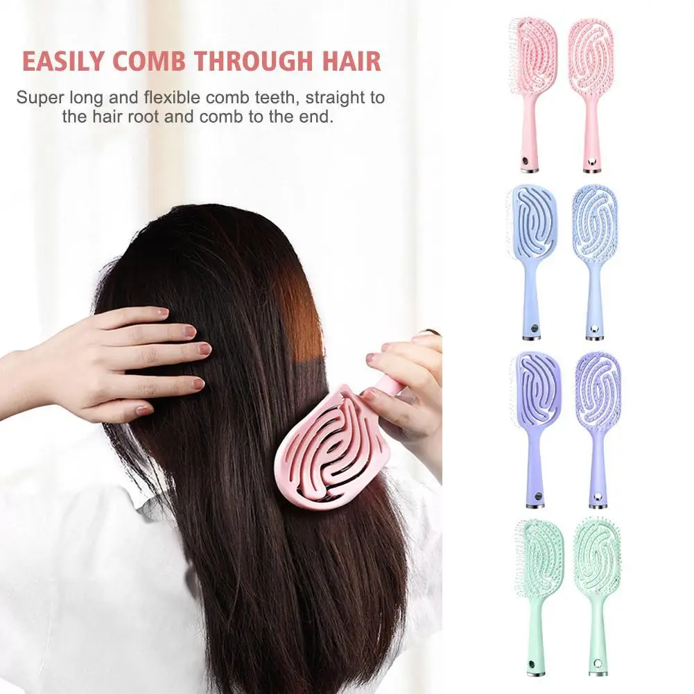 

Hair Scalp Massage Comb Hair Brush Anti-static Wet Dry Fluffy Shape Ribs Curling Relaxing Salon Styling Tools