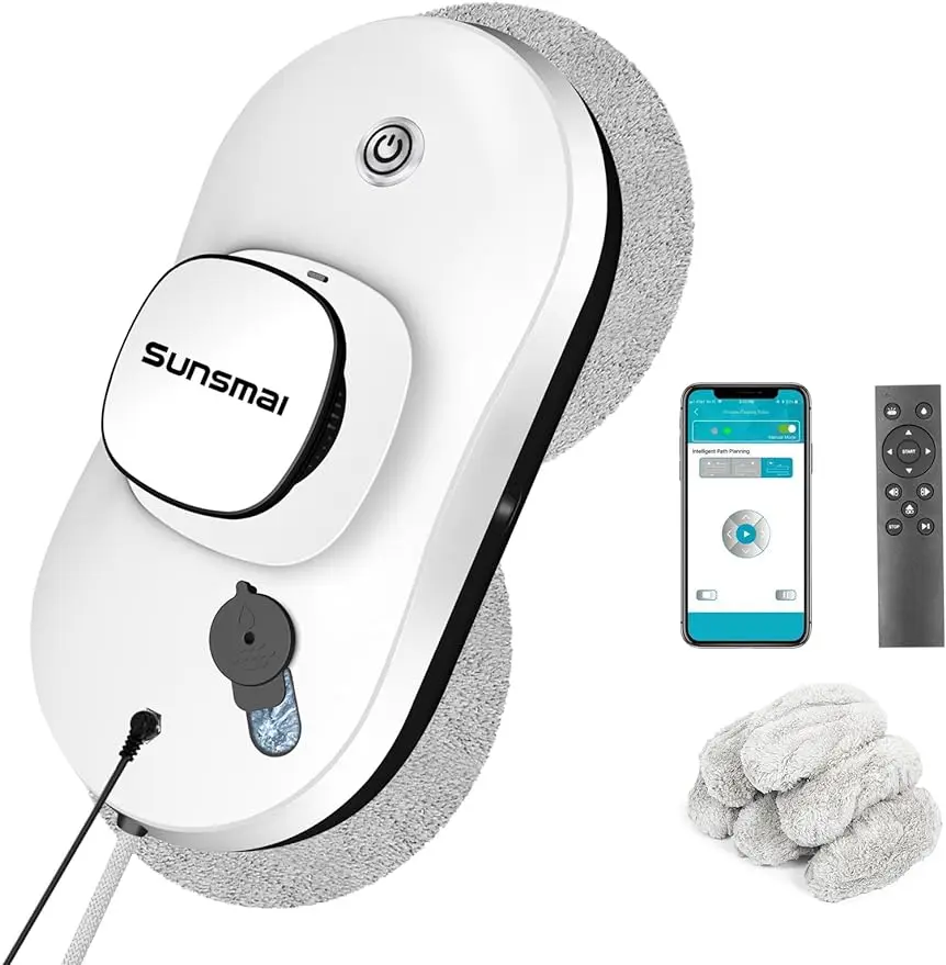 Window Cleaning Robot, SUNSMAI Smart Window Cleaner with Automatic Water Spray, Remote Control Robot Window Washer
Window Cleaning Robot, SUNSMAI Smart Window Cleaner with Automatic Water Spray, Remote Control Robot Window Washer