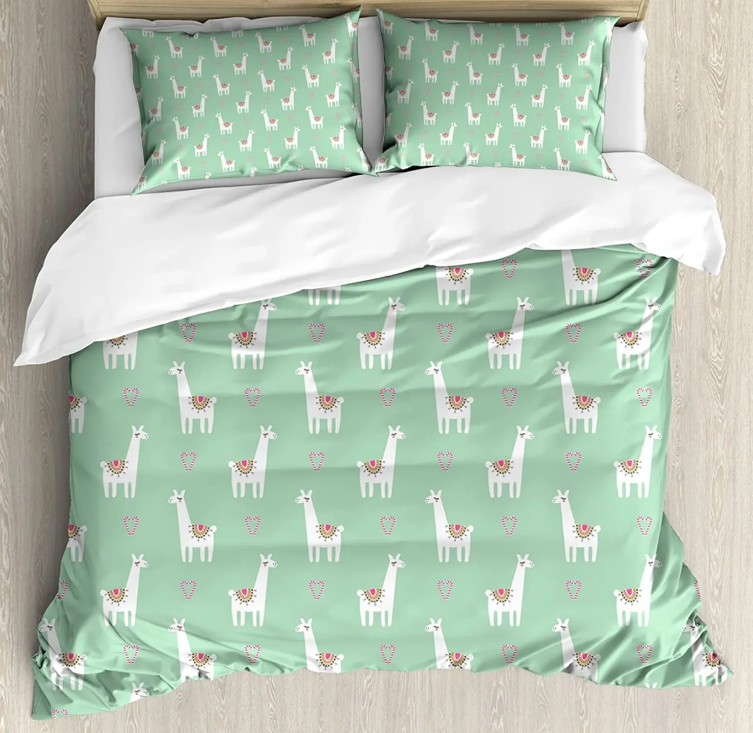 Llama Bedding Set Cute llama with Candy Cane Hearts Fun Pat 3pcs Duvet Cover Set Bed Set Quilt Cover Pillow Case Comforter Cover
Llama Bedding Set Cute llama with Candy Cane Hearts Fun Pat 3pcs Duvet Cover Set Bed Set Quilt Cover Pillow Case Comforter Cover