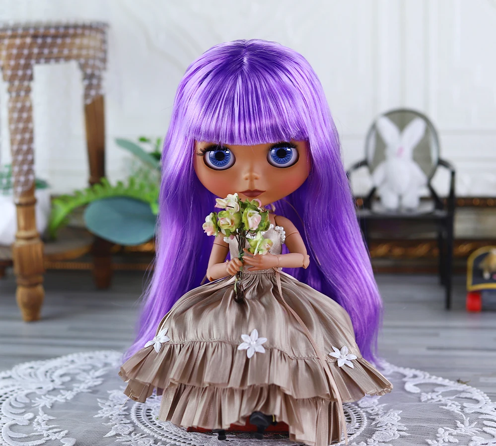 Naomi – Premium Custom Neo Blythe Doll with Purple Hair, Dark Skin & Matte Cute Face 13 Naomi – Premium Custom Neo Blythe Doll with Purple Hair, Dark Skin & Matte Cute Face 13