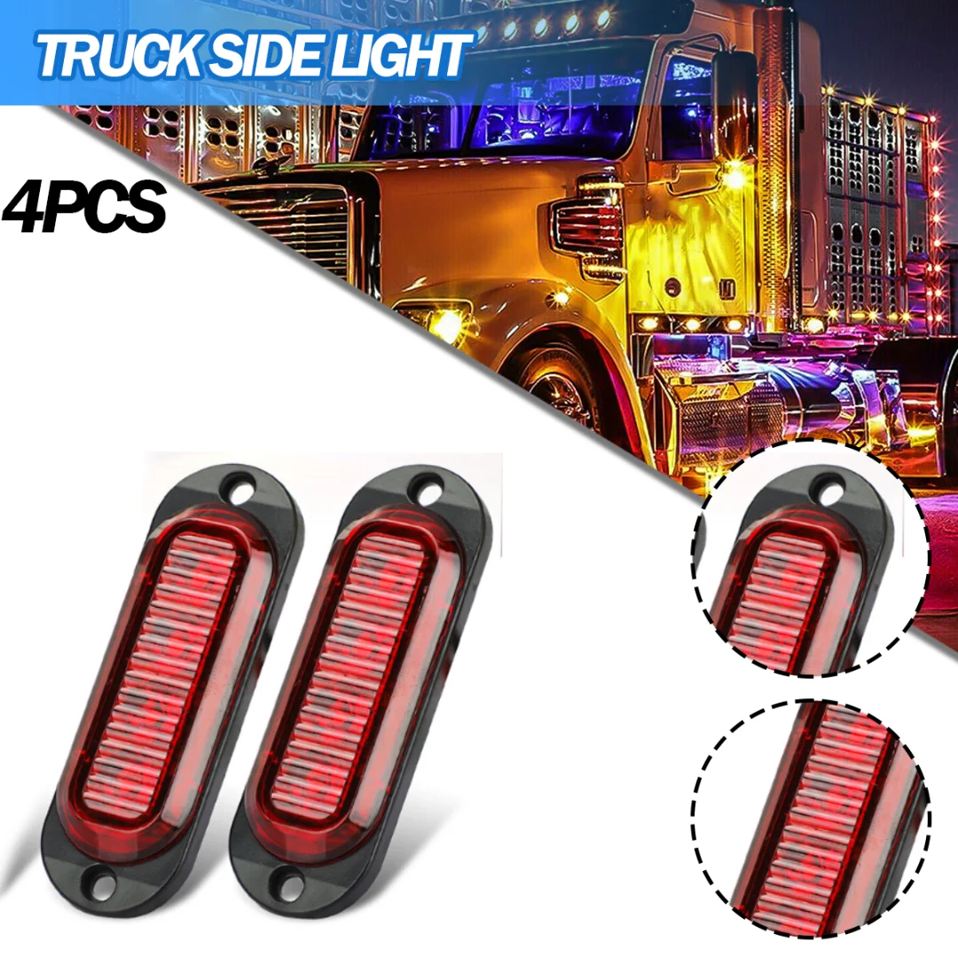 

Mayitr 4pcs SMD2835 Amber/Red 4 LED Side Marker Clearance Lights IP65 12-24V 5W Signal Lamp For Most 12V Trailers