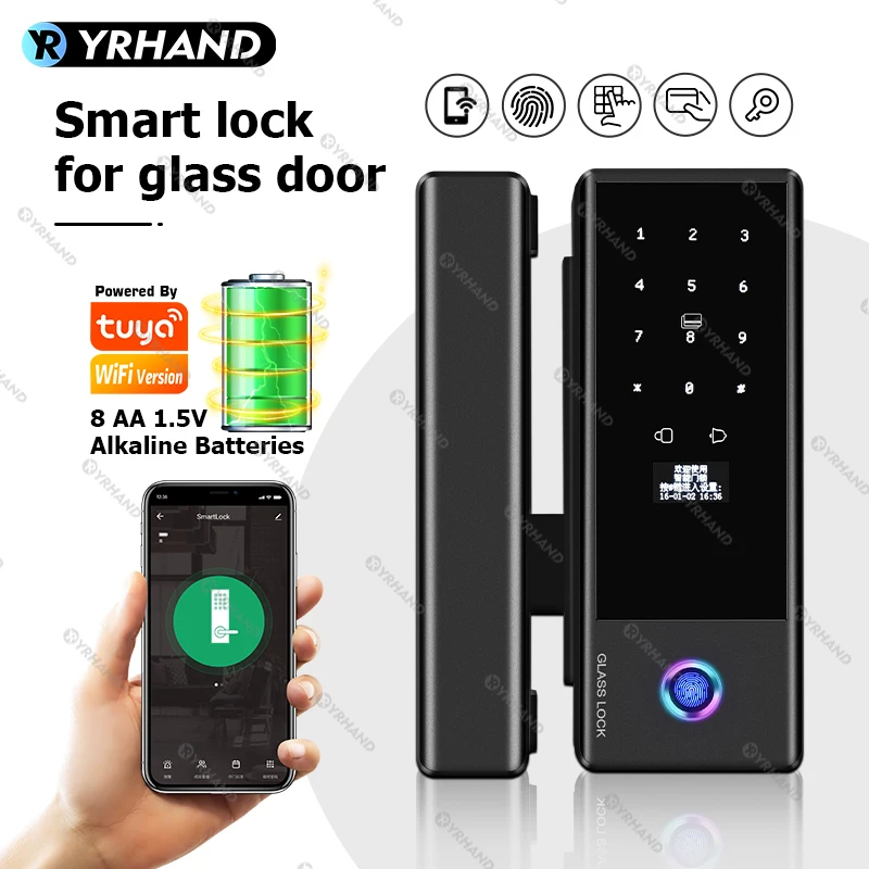 YRHAND Smart Lock for Glass Door Biometric Fingerprint Lock TTlock Tuya Wifi Electronic Lock Digital Keyless for Sliding door
YRHAND Smart Lock for Glass Door Biometric Fingerprint Lock TTlock Tuya Wifi Electronic Lock Digital Keyless for Sliding door