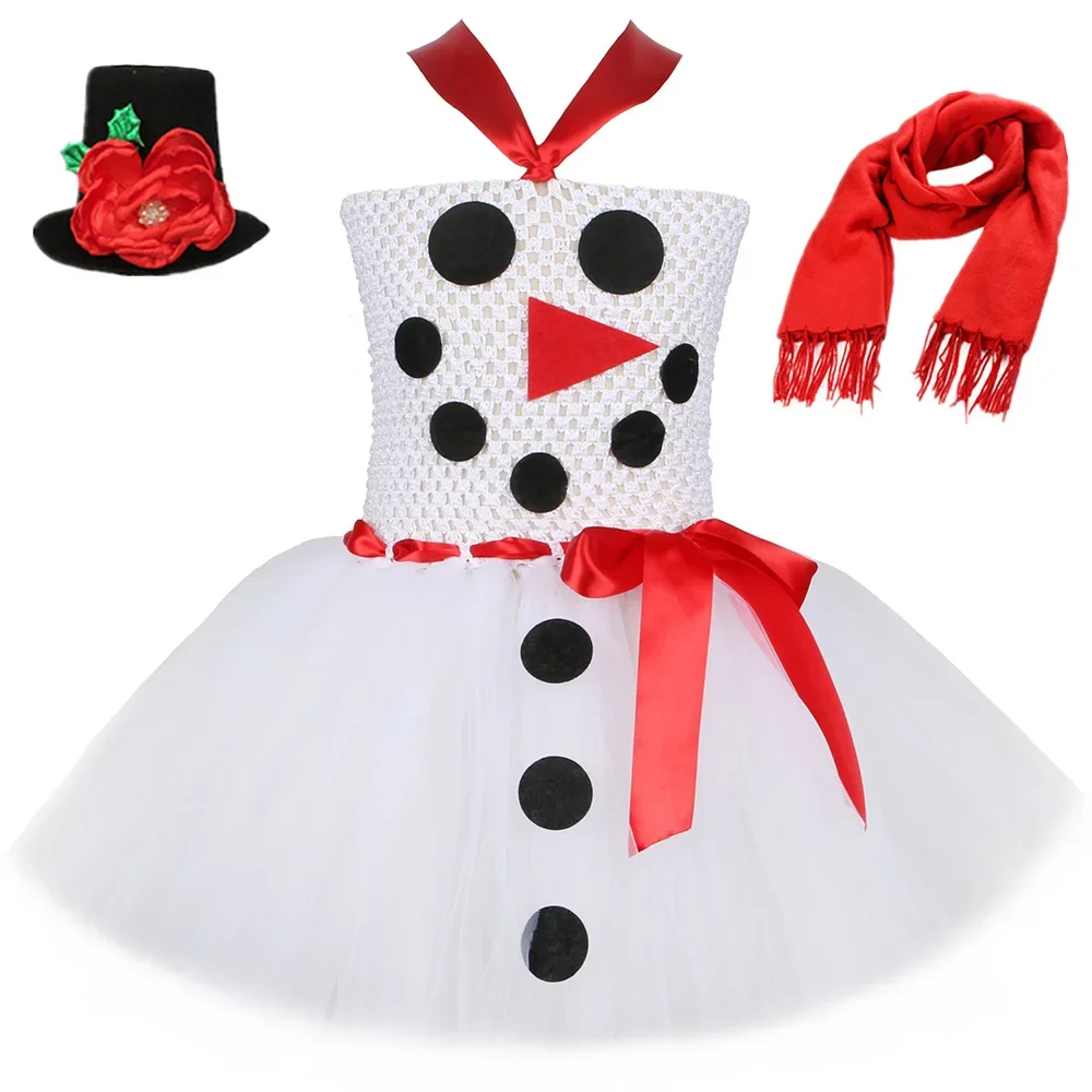 

Snowman Cosplay Tutu Dress for Baby Girls Christmas Holiday Costume for Kids Xmas Princess Dresses Children Tulle Outfit Clothes