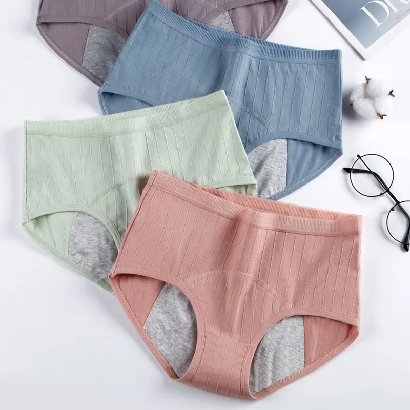 

Cotton Menstrual Panties for Women Physiological Leak Proof Briefs Underwear Menstruation High Waist Female Period Underpants