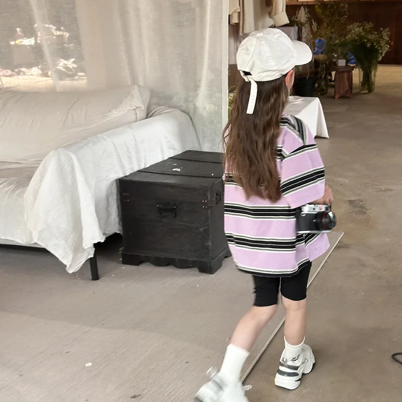 Children Clothing Korean Style Loose Striped Short Sleeve T Shirt 2024 Summer Stylish Casual T-shirt for Girls and Boys
Children Clothing Korean Style Loose Striped Short Sleeve T Shirt 2024 Summer Stylish Casual T-shirt for Girls and Boys