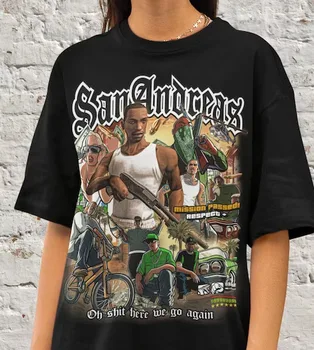 Vintage San Andreas Shirt, Gift For Him Her Y2K Short Sleeve S-5Xl Vintage San Andreas Shirt, Gift For Him Her Y2K Short Sleeve S-5Xl