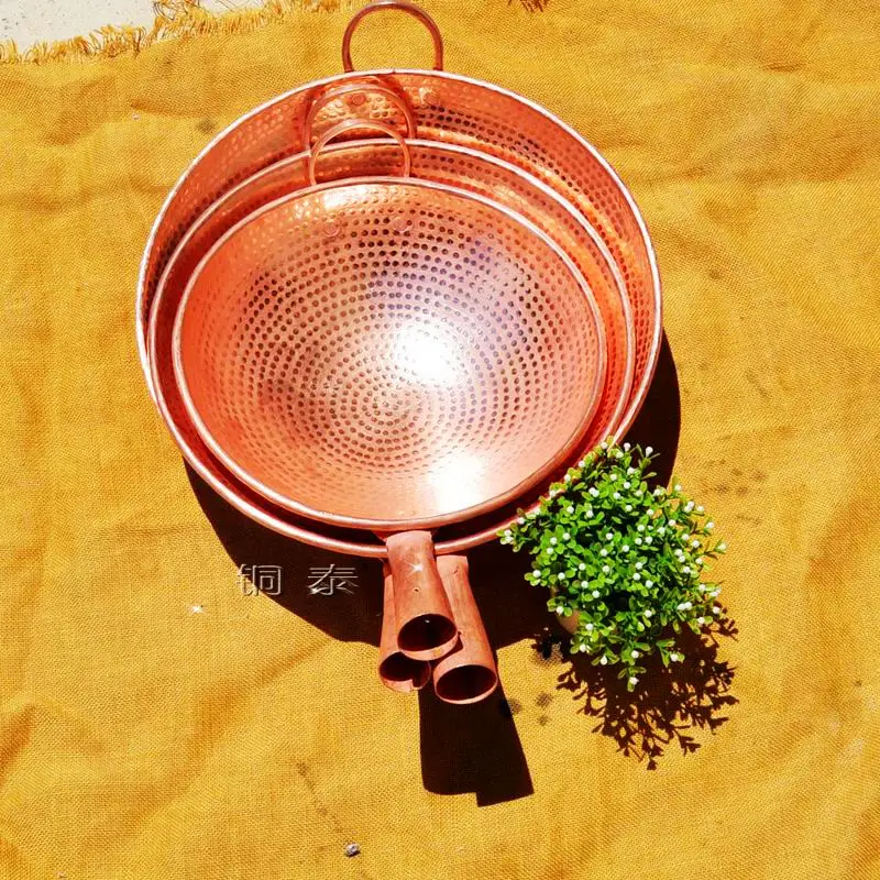 Pure Copper Frying Pan Handmade Double /Single Handle Thick Pot Wok 13 Mallzona Sba71b0f34255420191eecd9706cd72c1d Pure Copper Frying Pan Handmade Double /Single Handle Thick Pot Wok Mallzona