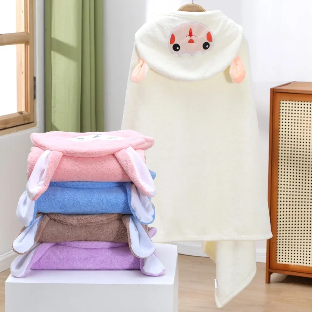 

Cute Cartoon Cloak Bathrobe Hooded Bath Towel Bathrobes Absorbent Towel Cloak Children's Coral Fleece Blanket Home Nightgown