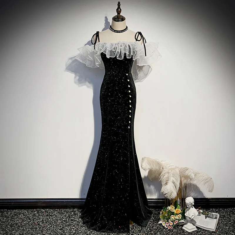 Black Evening Dress Spaghetti Strap Sexy Mermaid Square Collar Pleat Floor-Length Lace Up New Party Formal Dresses Woman
Black Evening Dress Spaghetti Strap Sexy Mermaid Square Collar Pleat Floor-Length Lace Up New Party Formal Dresses Woman