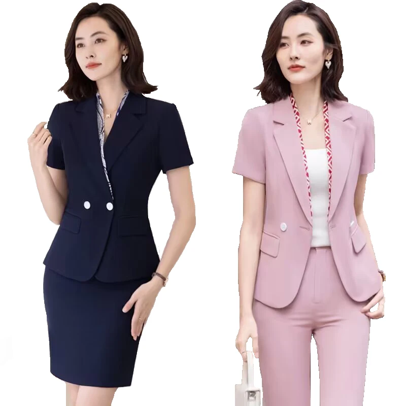 Women's Short Sleeve Blazer Office Work Skirt Suits Fashion Notched Button Skirt Suit Slim Jackets Skirts Two Pieces OL Sets
Women's Short Sleeve Blazer Office Work Skirt Suits Fashion Notched Button Skirt Suit Slim Jackets Skirts Two Pieces OL Sets