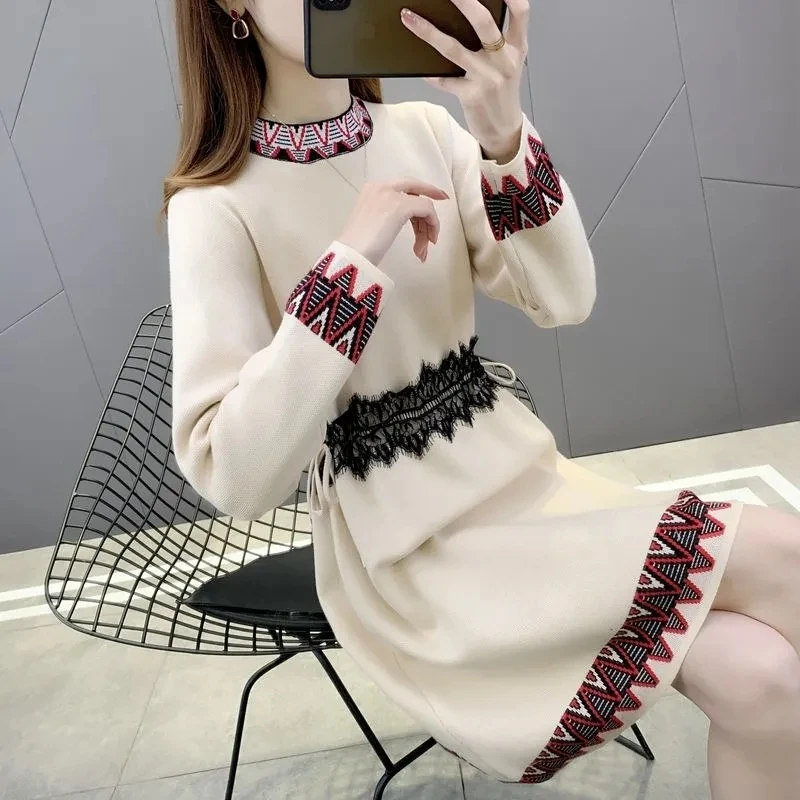 Women's Knit Dress Spring Autumn Long Sleeve A-line Dress Women Elegant Long Sweater Dress Winter Fashion Printed Vestidos Mujer
Women's Knit Dress Spring Autumn Long Sleeve A-line Dress Women Elegant Long Sweater Dress Winter Fashion Printed Vestidos Mujer