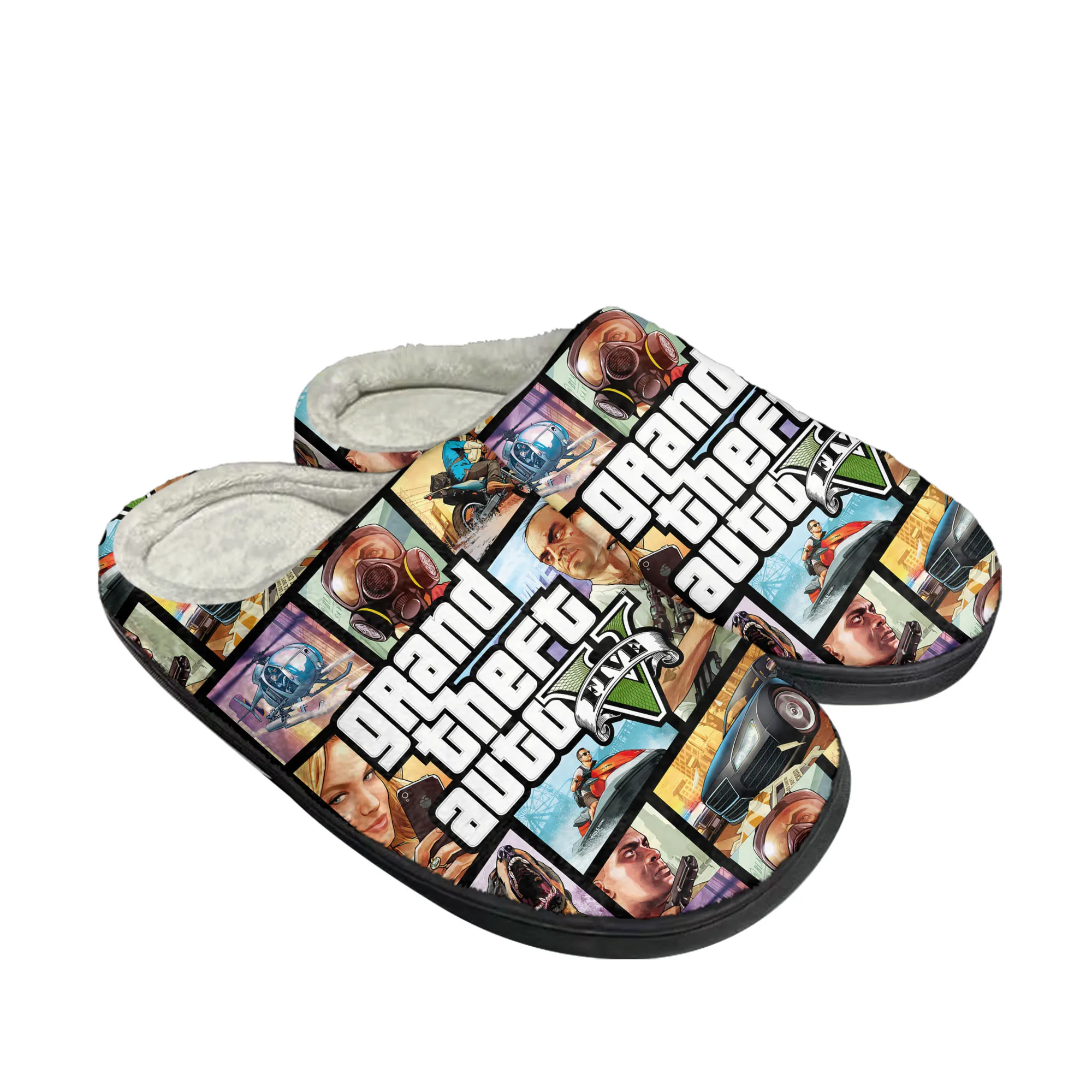 

Grand Theft Auto V 5 Home Cotton Slippers Mens Womens GTA Five Plush Bedroom Casual Keep Warm Shoes Game Tailor Made Slipper