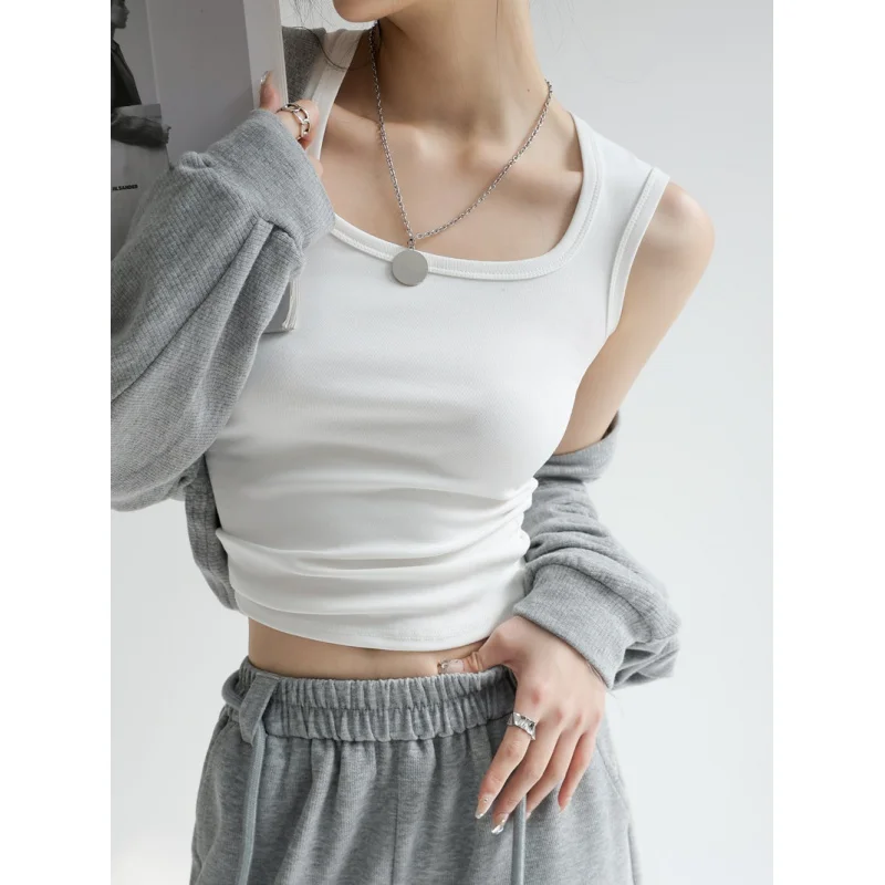 Summer sexy crop top women's T-shirt vest Seamless street wear elastic ribbed knitted square collar sleeveless casual vest
Summer sexy crop top women's T-shirt vest Seamless street wear elastic ribbed knitted square collar sleeveless casual vest