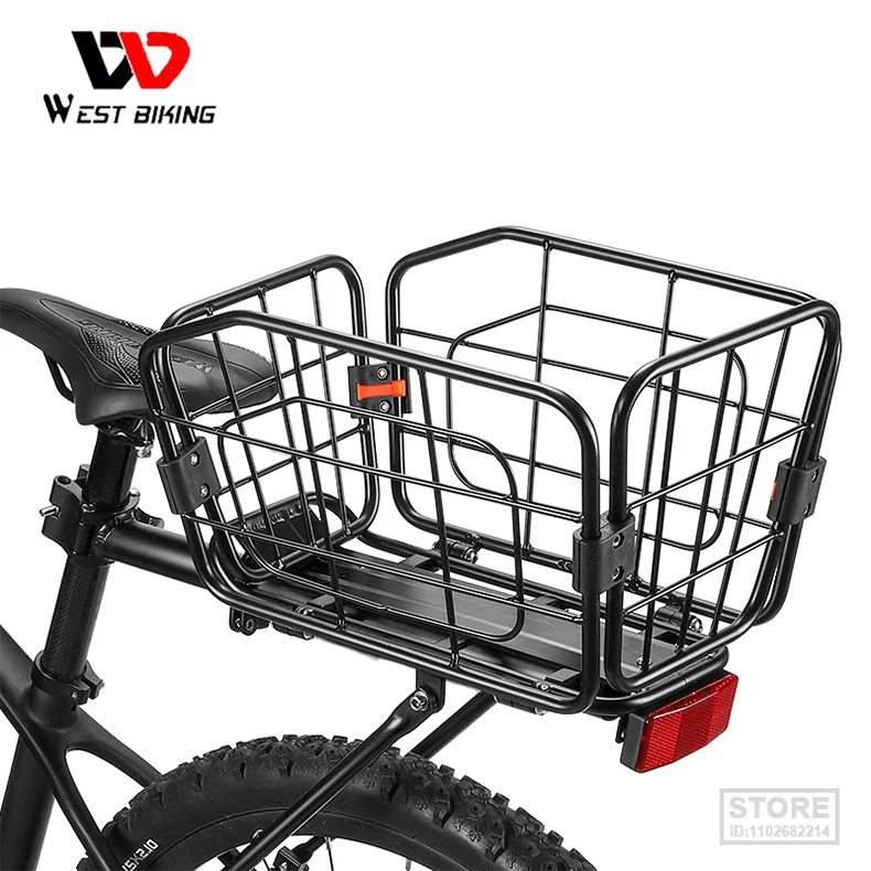 

WEST BIKING Bicycle Rear Carrier Basket Quick Release Cargo Racks MTB Trunk Rack For Travel Luggage Straps Locatable Reflector