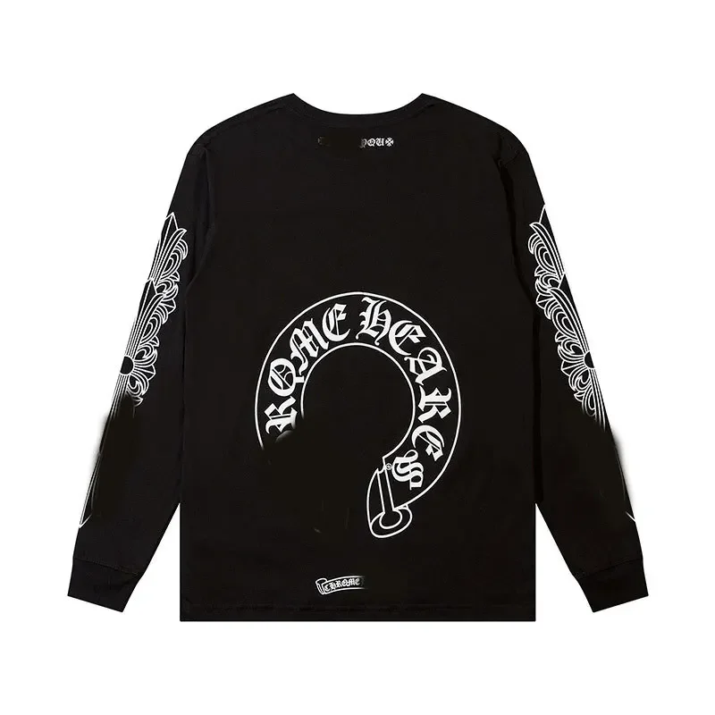 

High quality 1:1 Chrome Hearts new CH classic Sanskrit big horseshoe sword flower print long sleeve t-shirt for men and women