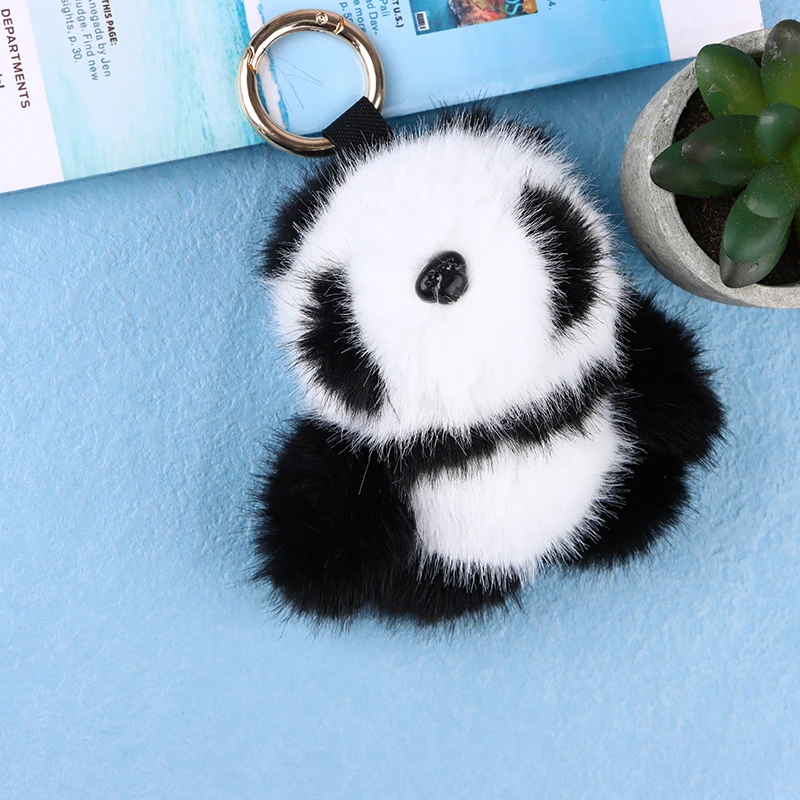 

Cute Plush Panda Pendant Key Chain Exquisite Mink Hair Bear Toy Jewelry Women Car Keychain Bag Pendant Keyring Ornament
