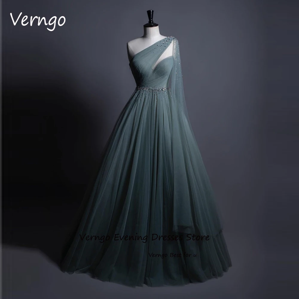 Verngo Sage Green Tulle Prom Dresses Shiny beads One Shoulder Blush Pink Evening Gowns Champagne Formal Occasion Party Dress
Verngo Sage Green Tulle Prom Dresses Shiny beads One Shoulder Blush Pink Evening Gowns Champagne Formal Occasion Party Dress