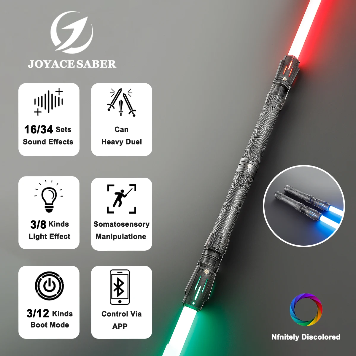 

JoyaceSaber Satele Shan Lightsaber Smooth Swing Pixel Light Sabers Metal Handle Heavy Dueling Laser Sword Cosplay Luminous Toys