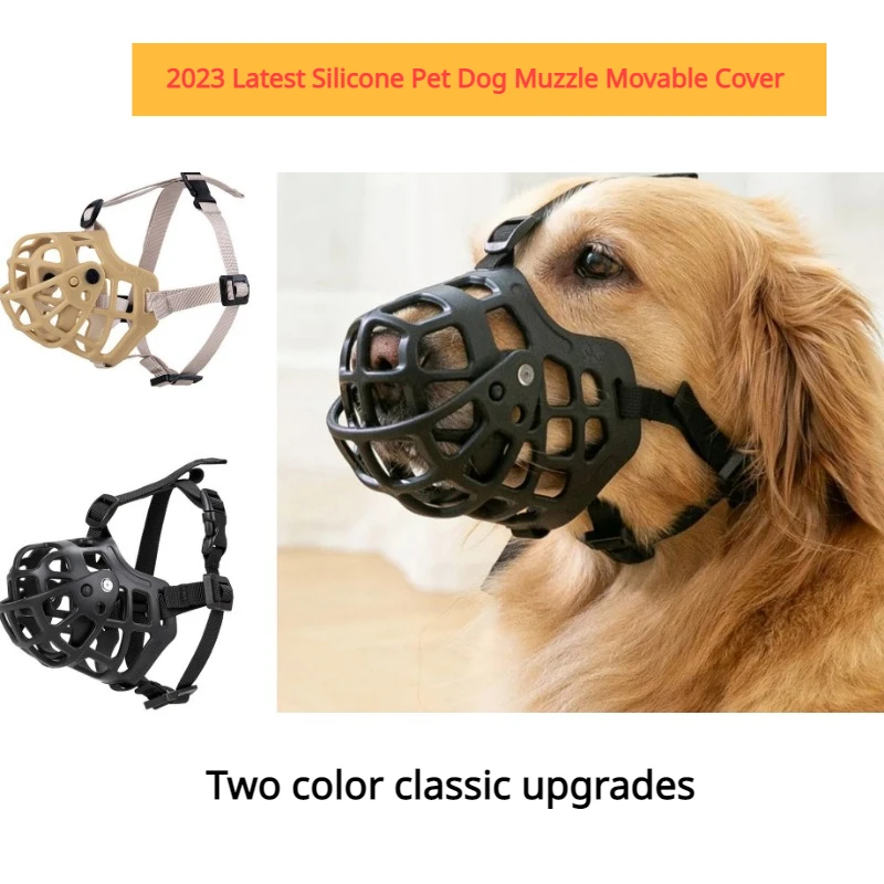 

Silicone Pet Muzzles with Movable Cover, Breathable Basket Muzzles for Dogs, Samoyed Shiba Inu Dog Muzzle, Latest, 2023