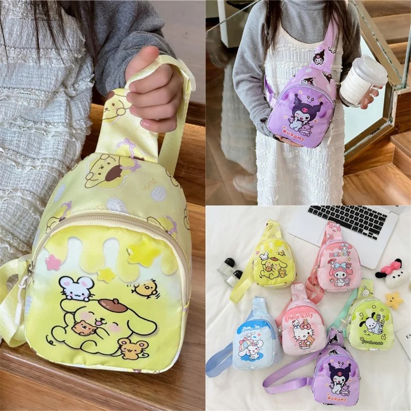 

Sanrio Cartoon Chest Bag Hello Kitty Cinnamoroll Kuromi My Melody Pochacco Pom Pom Purin Cute Storage Messenger Bag Kids Gift