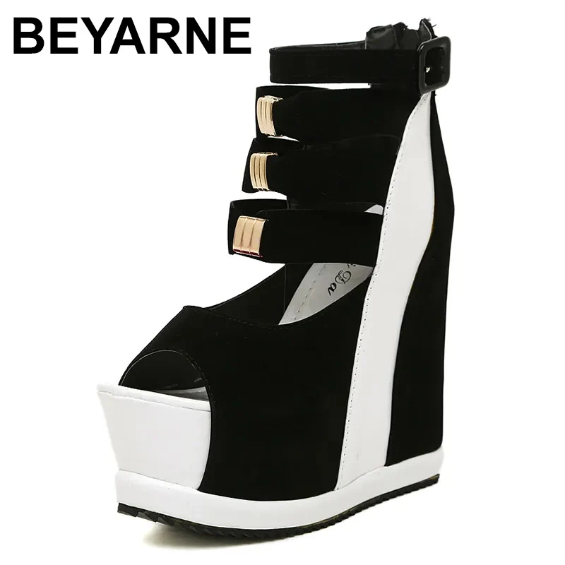 Woman Shoes Summer Genuine Platform Thick Soles Sandal Wedges High Heel 14cm Peep Toe Mixed Colors Sexy Shoe Roman Style Fashion 
Woman Shoes Summer Genuine Platform Thick Soles Sandal Wedges High Heel 14cm Peep Toe Mixed Colors Sexy Shoe Roman Style Fashion