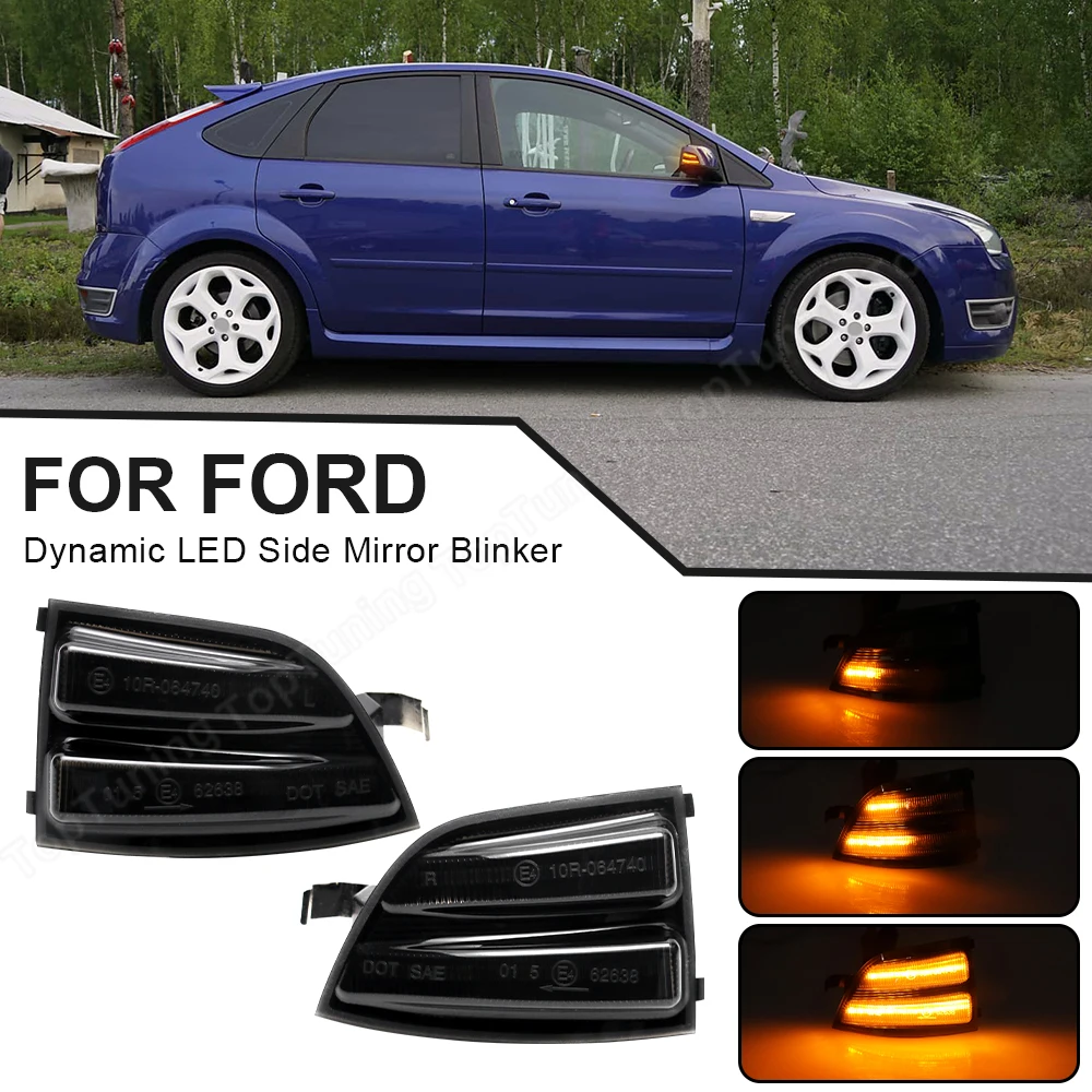 

Dynamic Turn Signal Light For Ford Focus 2 MK2 2004-2008 C-MAX LED Side Wing Rearview Mirror Sequential Indicator Blinker Lamp