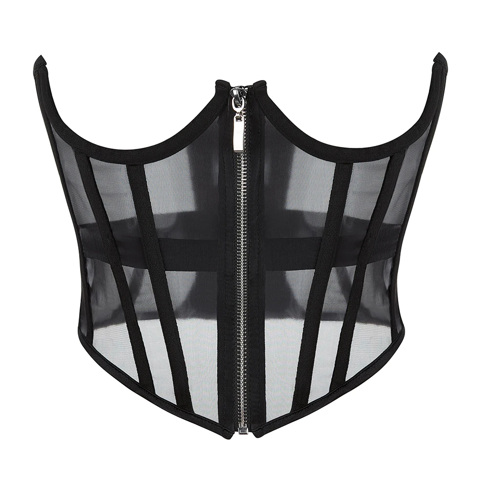 

Women Underbust Curve Shaper Modeling Strap Slimming Bustier Girdle Crop Top Sexy Gothic Mesh Breathable Corset Top