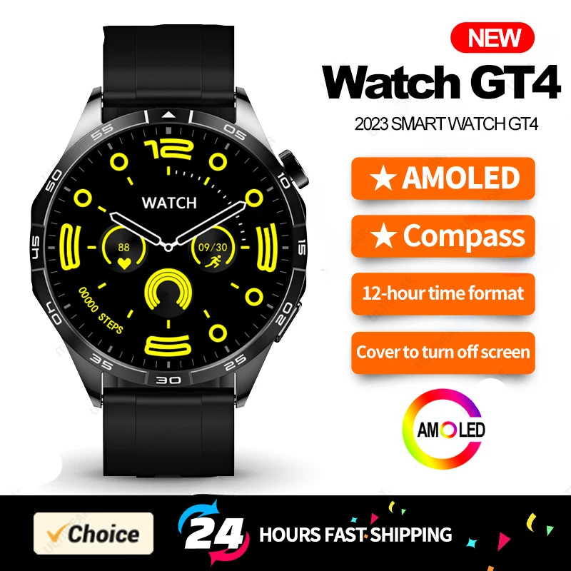 

GT4 Smart Watch Men Women AMOLED NFC Compass Smartwatch Heart Rate Monitor Bluetooth Calls Sport Watch GT4 46mm Smart Watch