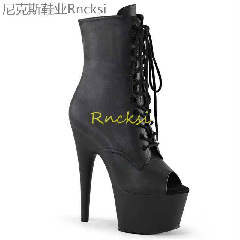 

17cm High-heeled stage sexy stiletto sandals platform nightclub black sleeve ultra-high heeled pole dancing shoes