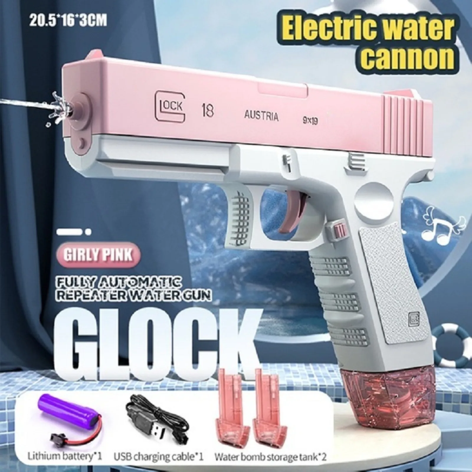 Water Gun Electric Glock Pistol Shooting Toy Full Automatic Summer Beach Outdoor Fun Toy For Kid Children Boys Girls Adults Gift
Water Gun Electric Glock Pistol Shooting Toy Full Automatic Summer Beach Outdoor Fun Toy For Kid Children Boys Girls Adults Gift