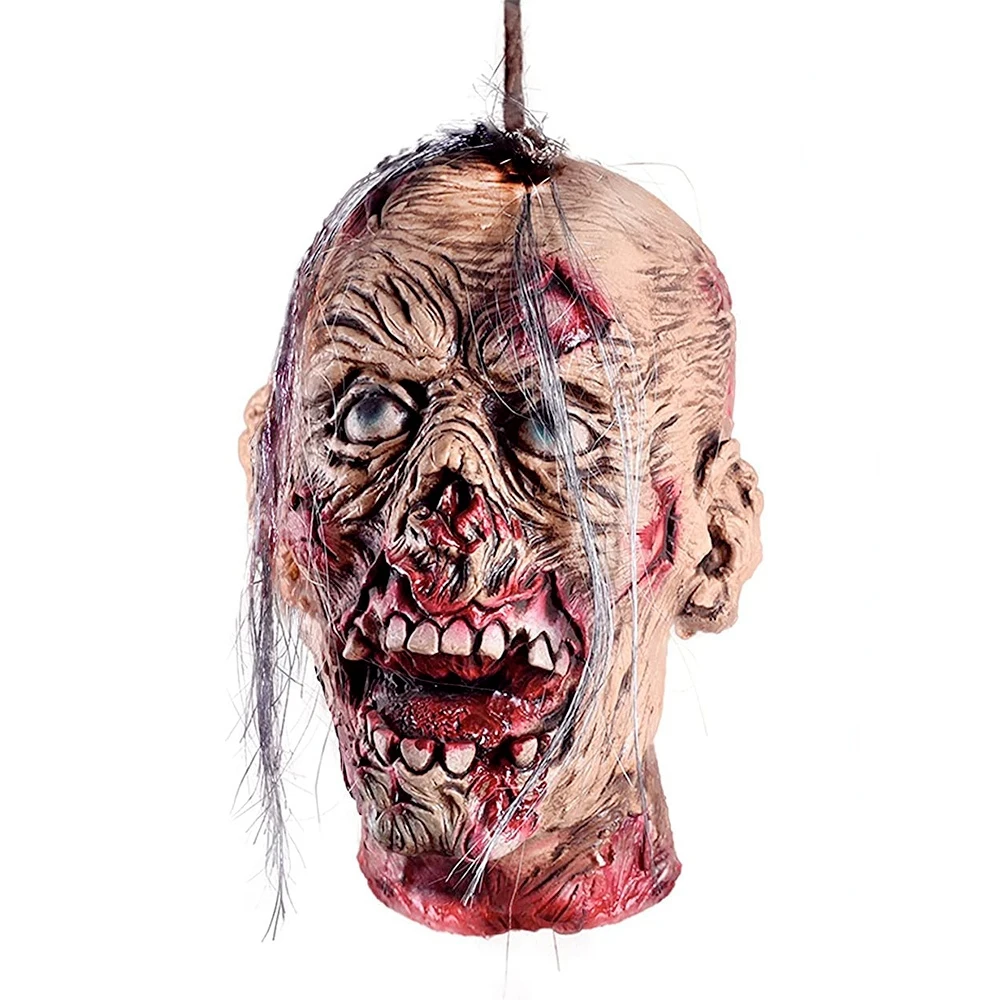 

Halloween Hanging Zombie Head Bloody Severed Dead Head Simulated Dead Body Parts Haunted House Halloween Party Decoration Props