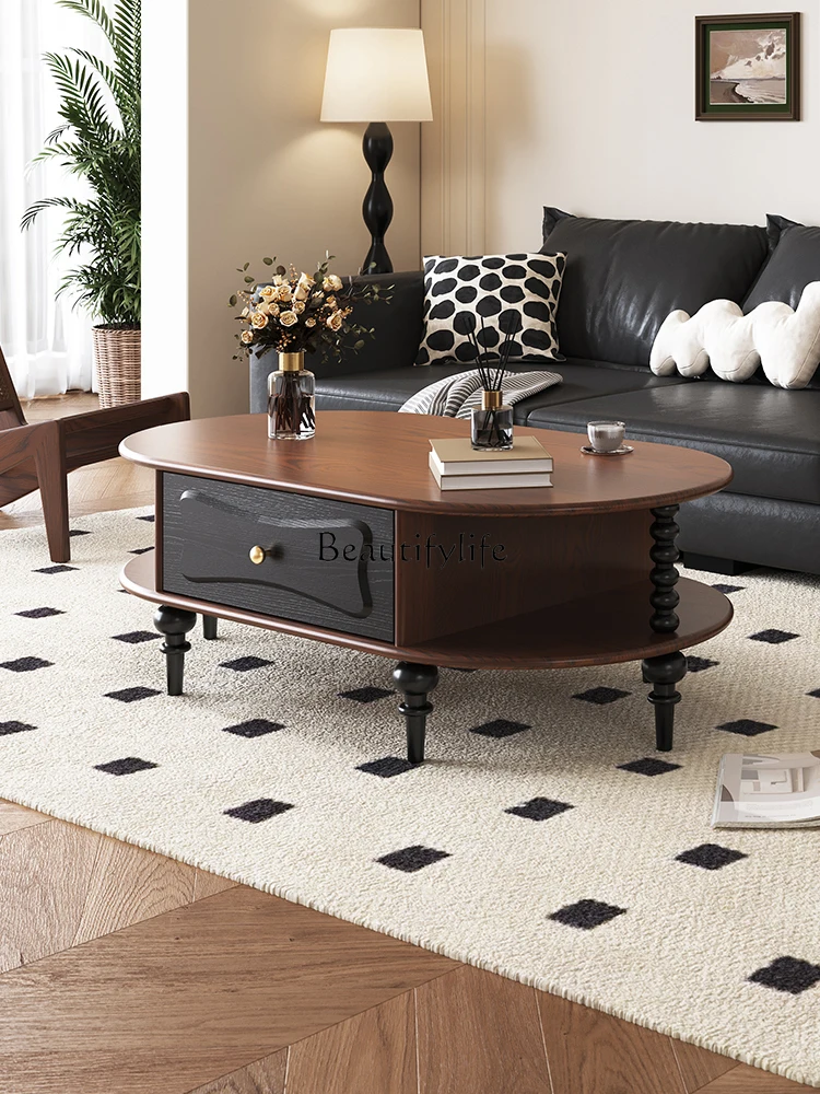 American Retro Solid Wood Coffee Table Living Room Home Small Apartment New French round Tea Table
American Retro Solid Wood Coffee Table Living Room Home Small Apartment New French round Tea Table