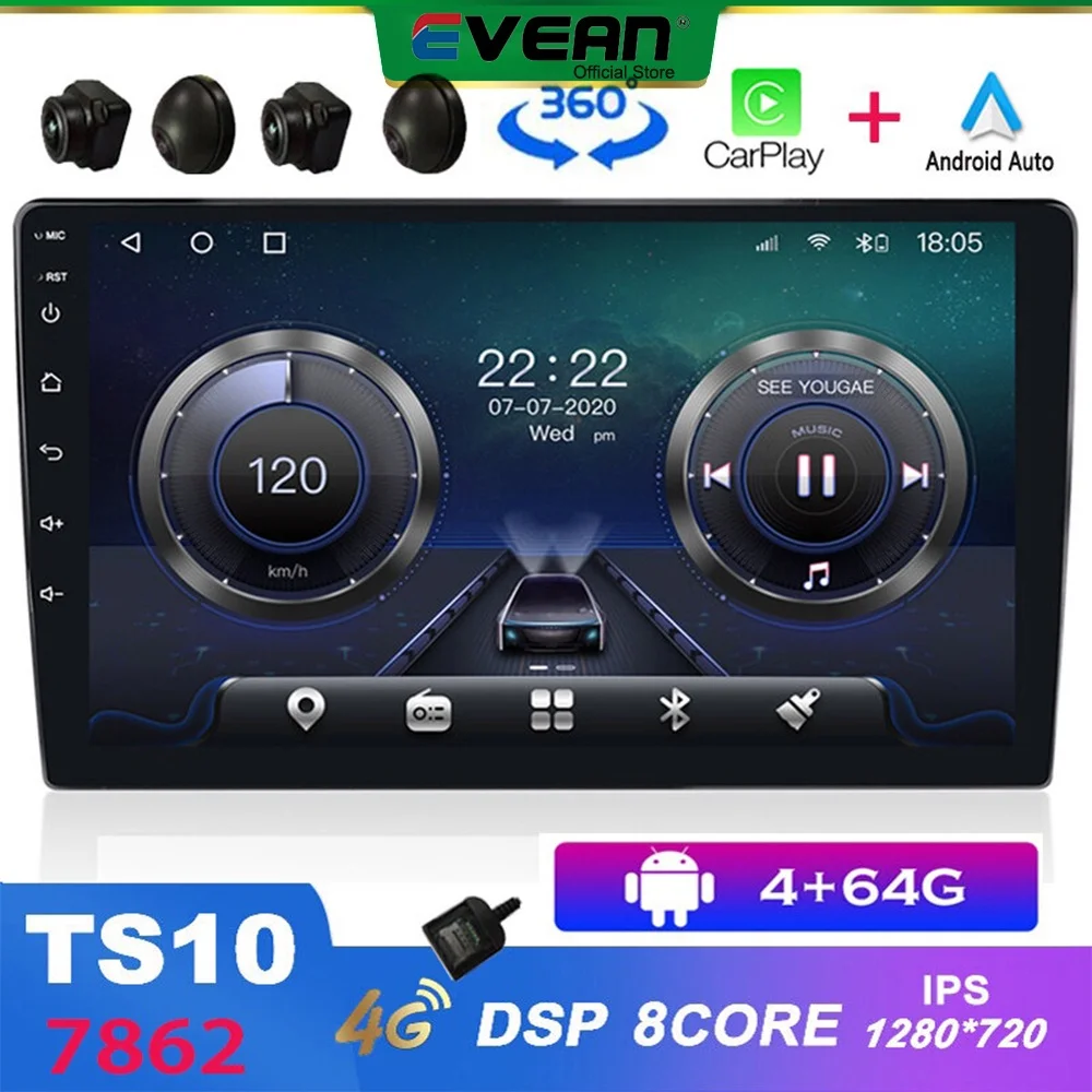 Evean TS10 4G 64G Octa Core Android Car Radio Wireless Carplay And Android Auto Multimedia Player 360 Panoramic Camera System
Evean TS10 4G 64G Octa Core Android Car Radio Wireless Carplay And Android Auto Multimedia Player 360 Panoramic Camera System