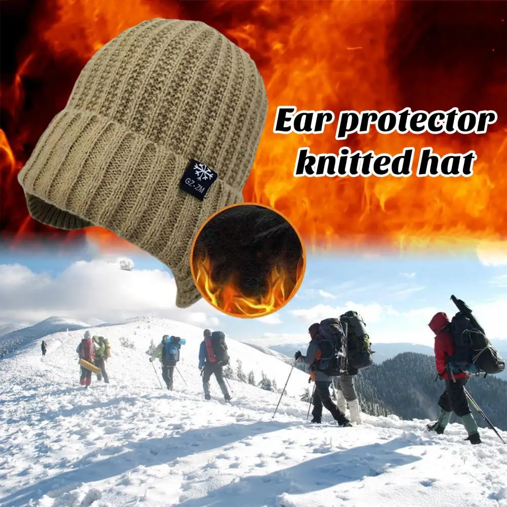 

Weather Thermal Hat Cozy Plush Knit Winter Hat with Ear Protection Anti-slip Design for Unisex Warmth Windproof Soft for Fall