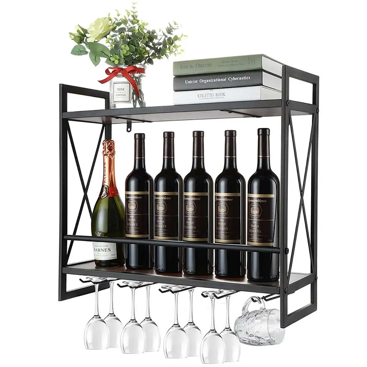 Hanging Wine Racks Iron Wood Wine Bottles Rack Glass Cup Stemware Holder Shelf Wall Mounted Bar Decor Barware For Home Kitchen
Hanging Wine Racks Iron Wood Wine Bottles Rack Glass Cup Stemware Holder Shelf Wall Mounted Bar Decor Barware For Home Kitchen