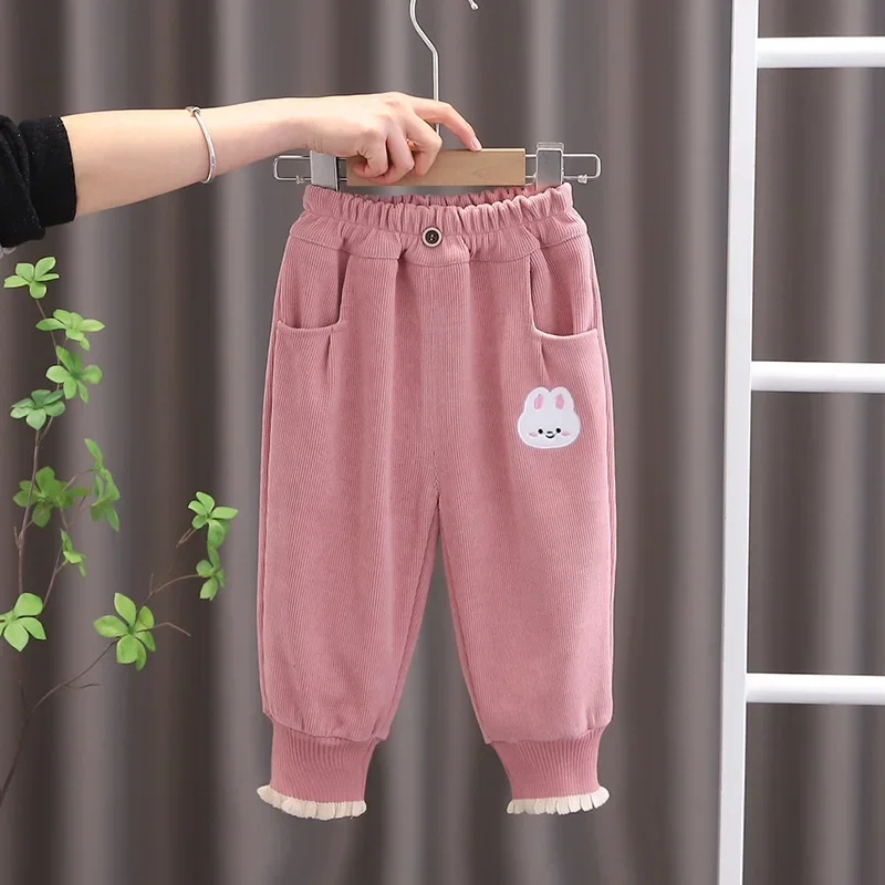 

2024 Spring Autumn New Baby Girls Fashion Cartoon Rabbit Sweatpants Jogger Pants Kids Casual Sports Trousers Clothing