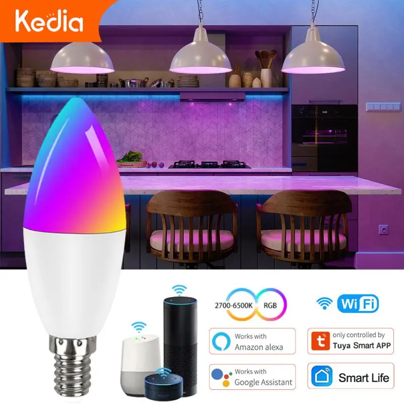 

LED Bulb Candle Color Indoor Neon Sign Light Bulb RGB With Controller Lighting 220V Dimmable Smart Lamp For Home
