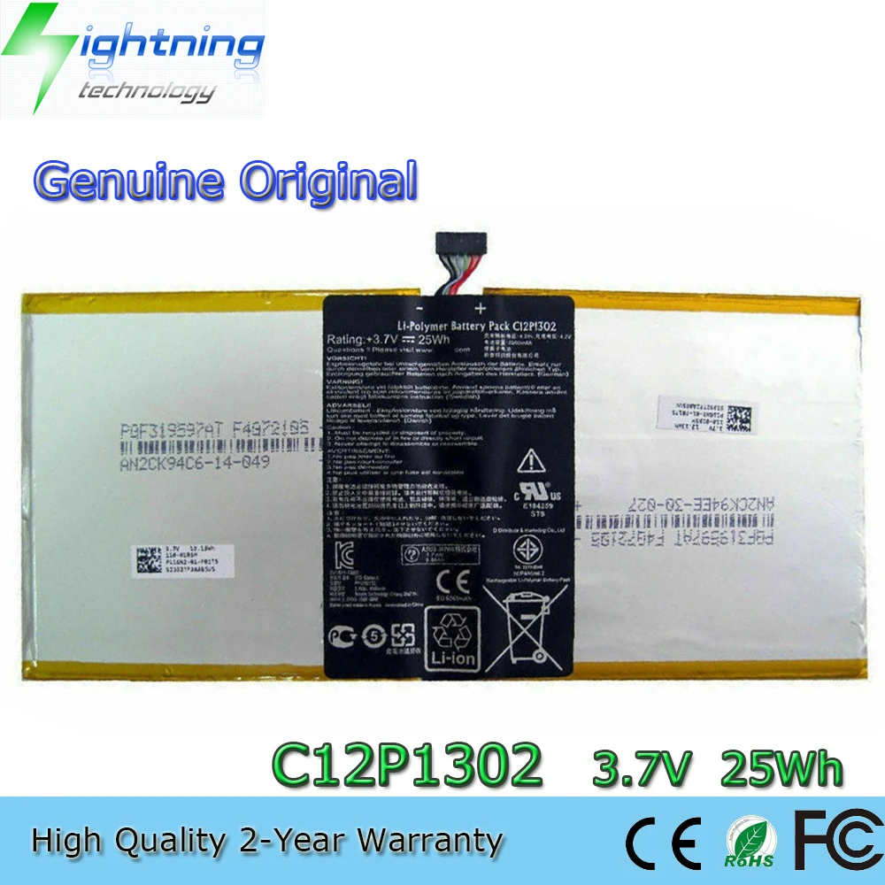 New Genuine Original C12P1302 3.7V 25Wh Laptop Battery for Asus MeMo Pad 10 K005 C12P1302 ME302KL Tablet
New Genuine Original C12P1302 3.7V 25Wh Laptop Battery for Asus MeMo Pad 10 K005 C12P1302 ME302KL Tablet